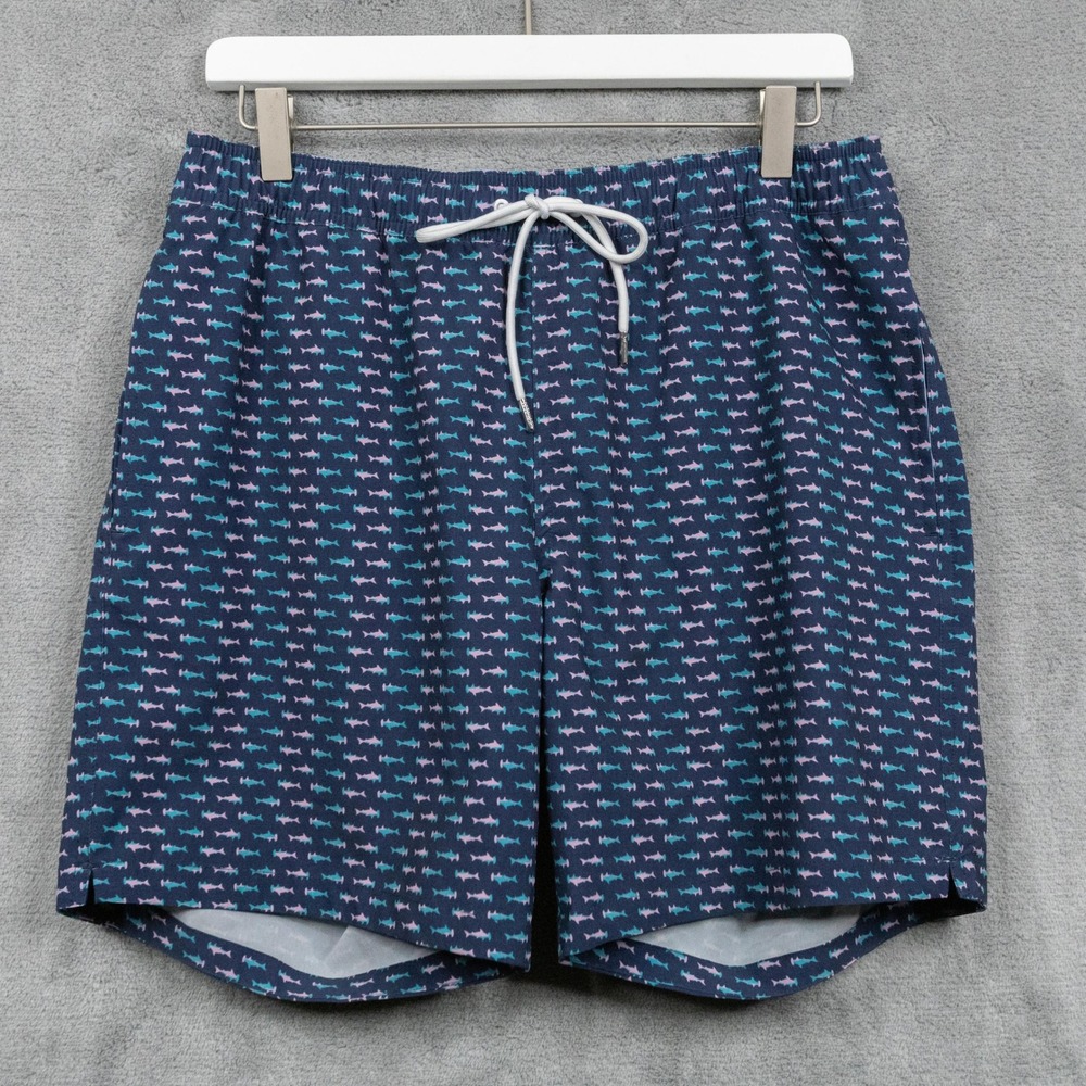BONOBOS Hammerhead Shark Print Swim Trunks Navy Blue Mens Sz M